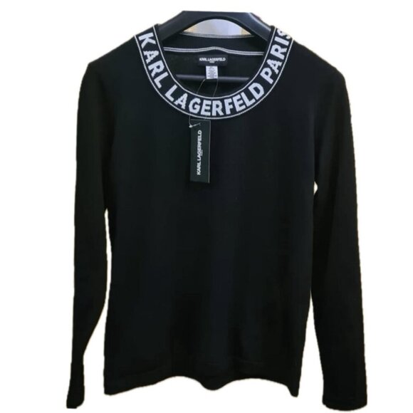 KARL LAGERFELD PULLOVER KNITTED SWEATER SZ S OVERSIZED CHIC EMO GOTHIC BLACK - Picture 7 of 7